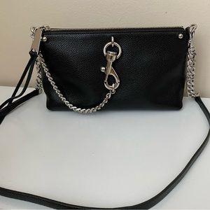 Rebecca Minkoff Black Silver Leather Megan Chain Sample Sale Zip Bag- NWOT!